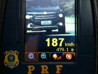 Alta velocidade. Foto: Polícia Rodoviária Federal/Divulgação